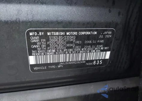 2024 Mitsubishi Outlander Se 2.5 2Wd/Se Black Edition S-Awc/Se Black Edition W/Pano Roof from USA, damaged, VIN JA4J3VA85RZ082498